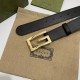 Replica Gucci Cintura reversibile con fibbia G Square 626974 Black Gold