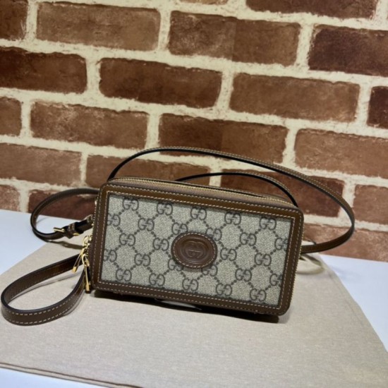 Replica Gucci Borsa Mini con Interlocking G 671674 Marrone