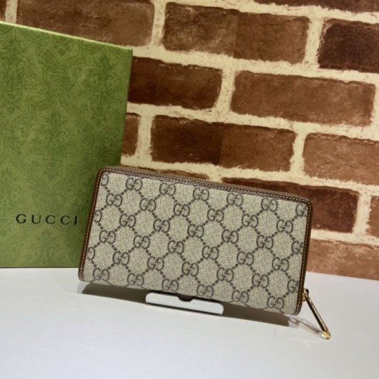 Replica Portafoglio Gucci Zip around con Interlocking G 673003 Marrone