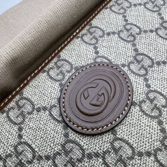 Replica Portafoglio Gucci Zip around con Interlocking G 673003 Marrone