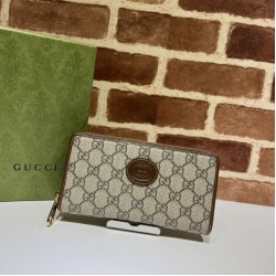 Replica Portafoglio Gucci Zip around con Interlocking G 673003 Marrone