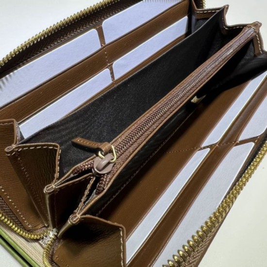Replica Portafoglio Gucci Zip around con Interlocking G 673003 Marrone