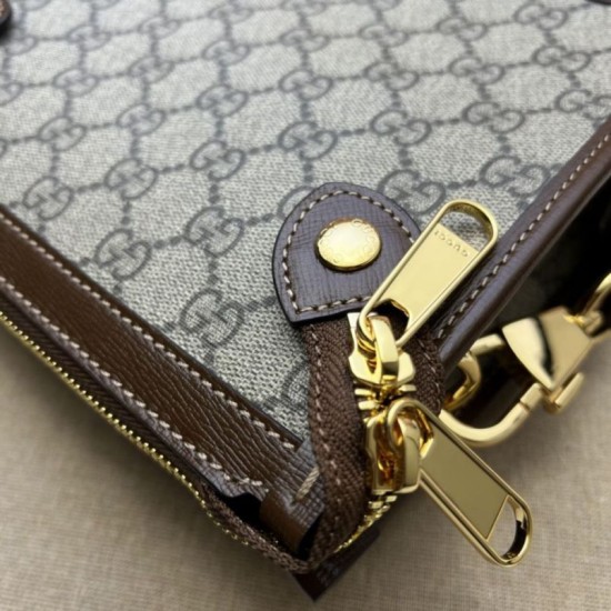Replica Borsa Gucci Messenger con Interlocking G 674164 Marrone