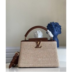 Replica Borsa Louis Vuitton Capucines MM In Rafia Intrecciata M57649