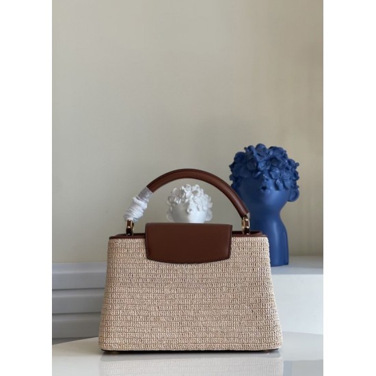 Replica Borsa Louis Vuitton Capucines MM In Rafia Intrecciata M57649