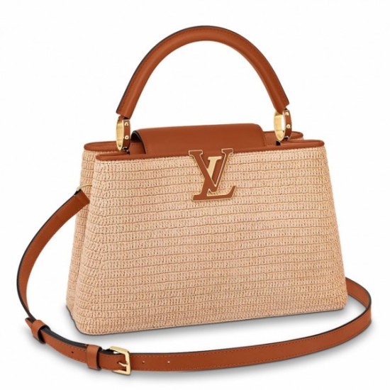Replica Borsa Louis Vuitton Capucines MM In Rafia Intrecciata M57649