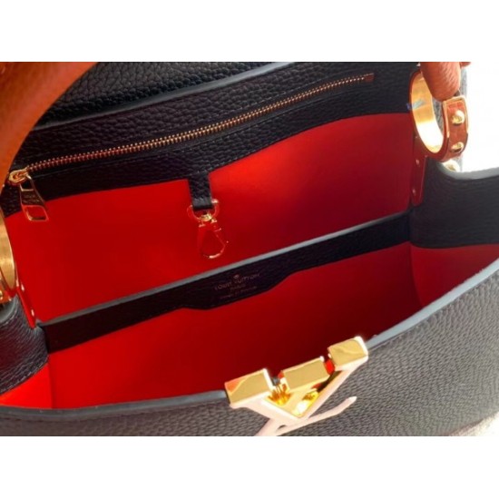 Replica Borsa Louis Vuitton Capucines MM In Pelle Nera M59020