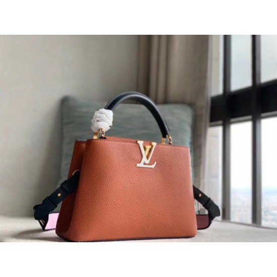 Replica Borsa Louis Vuitton Capucines BB In Pelle Marrone M59266
