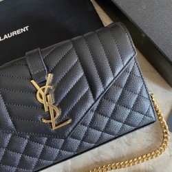 Replica YSL Saint Laurent Portafoglio Woc con catena a busta monogramma Bianco