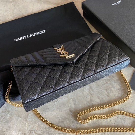 Replica YSL Saint Laurent Portafoglio Woc con catena a busta monogramma Bianco