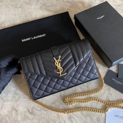 Replica YSL Saint Laurent Portafoglio Woc con catena a busta monogramma Bianco