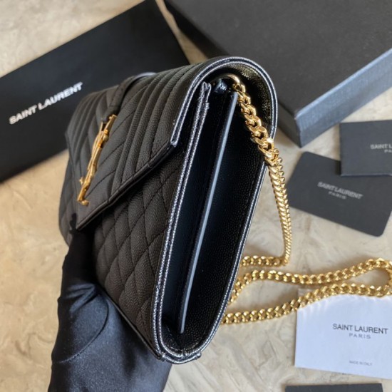 Replica YSL Saint Laurent Portafoglio Woc con catena a busta monogramma Bianco