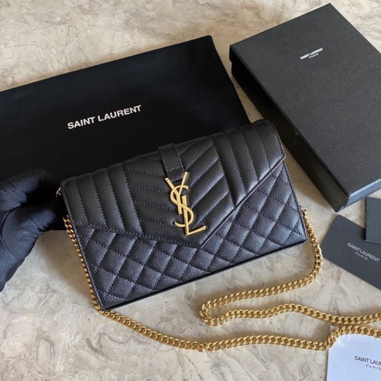 Replica YSL Saint Laurent Portafoglio Woc con catena a busta monogramma Bianco