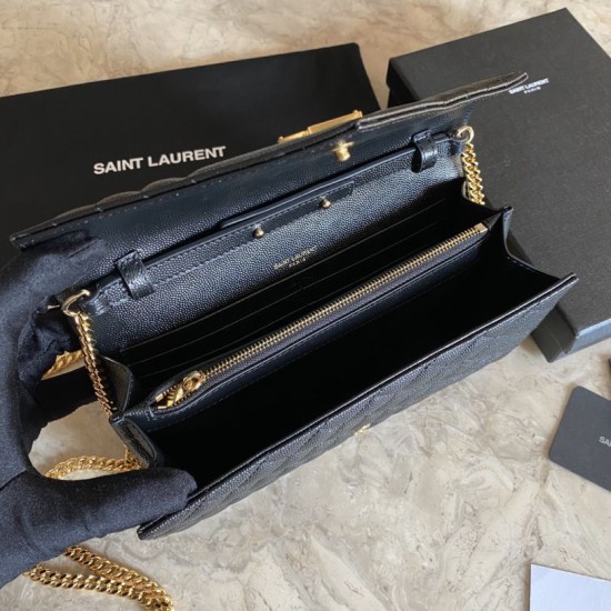Replica YSL Saint Laurent Portafoglio Woc con catena a busta monogramma Bianco