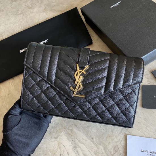 Replica YSL Saint Laurent Portafoglio Woc con catena a busta monogramma Bianco