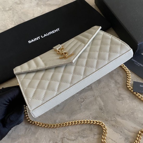 Replica YSL Saint Laurent Portafoglio Woc con catena a busta con monogramma nero Replica YSL Saint Laurent Portafoglio Woc con catena a busta con monogramma nero