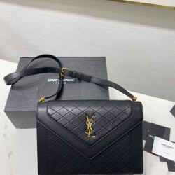 Replica Borsa YSL Saint Laurent gaby Satchel trapuntata in pelle di agnello nera