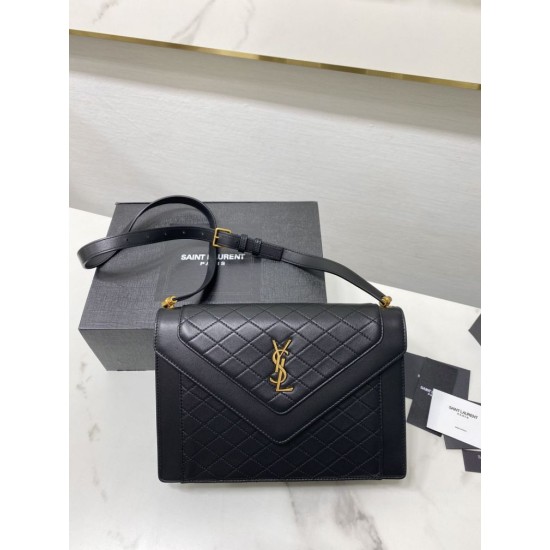 Replica Borsa YSL Saint Laurent gaby Satchel trapuntata in pelle di agnello nera