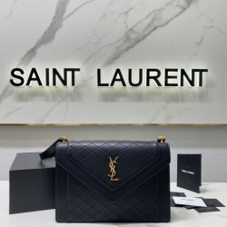 Replica Borsa YSL Saint Laurent gaby Satchel trapuntata in pelle di agnello nera