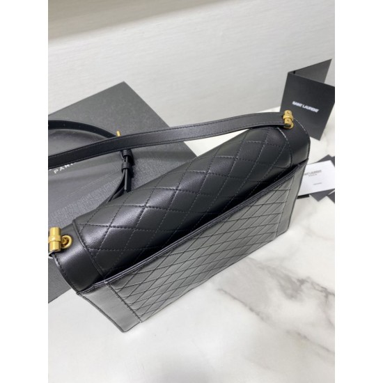 Replica Borsa YSL Saint Laurent gaby Satchel trapuntata in pelle di agnello nera