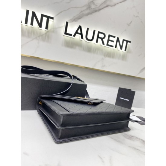Replica Borsa YSL Saint Laurent gaby Satchel trapuntata in pelle di agnello nera