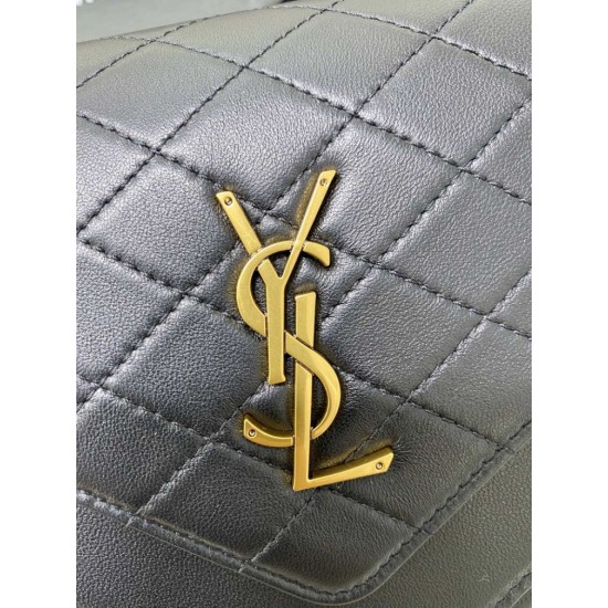 Replica Borsa YSL Saint Laurent gaby Satchel trapuntata in pelle di agnello nera