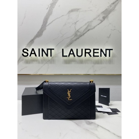 Replica Borsa YSL Saint Laurent gaby Satchel trapuntata in pelle di agnello nera