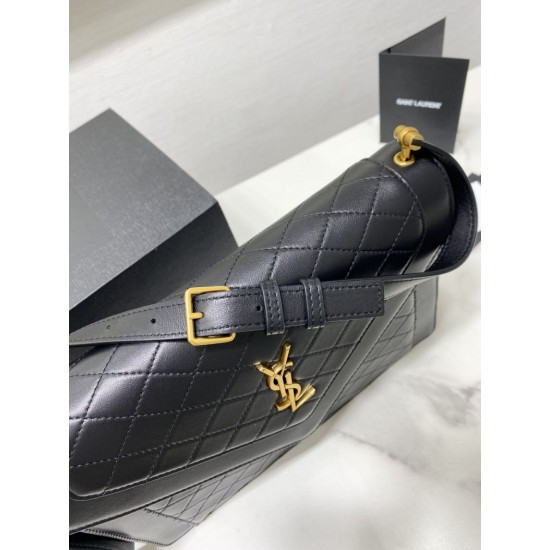 Replica Borsa YSL Saint Laurent gaby Satchel trapuntata in pelle di agnello nera
