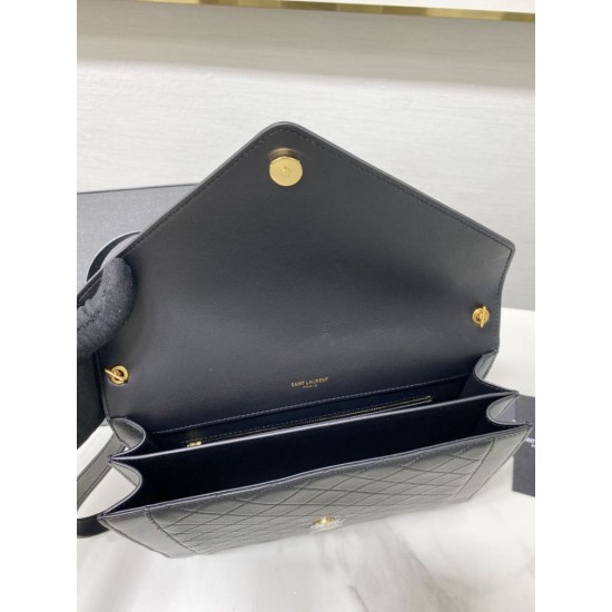 Replica Borsa YSL Saint Laurent gaby Satchel trapuntata in pelle di agnello nera