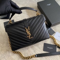 Replica YSL Saint Laurent Borsa a tracolla media con busta Kate Chain Mix Matelasse Black Gold