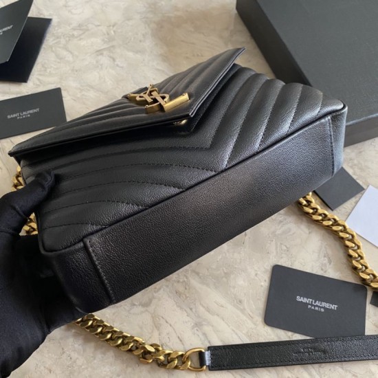 Replica YSL Saint Laurent Borsa a tracolla media con busta Kate Chain Mix Matelasse Black Gold
