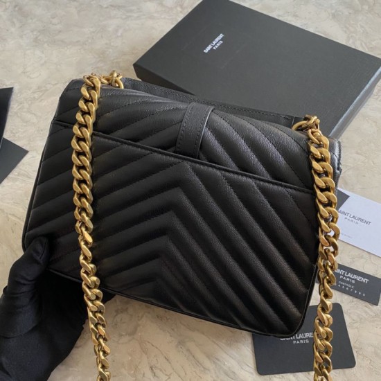 Replica YSL Saint Laurent Borsa a tracolla media con busta Kate Chain Mix Matelasse Black Gold