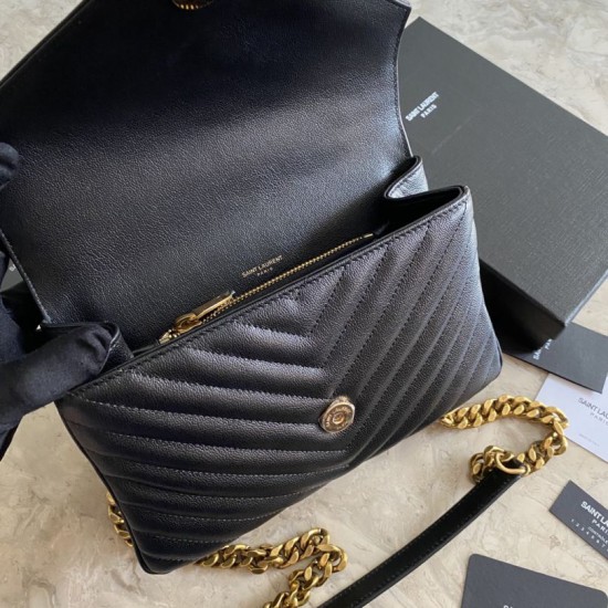 Replica YSL Saint Laurent Borsa a tracolla media con busta Kate Chain Mix Matelasse Black Gold