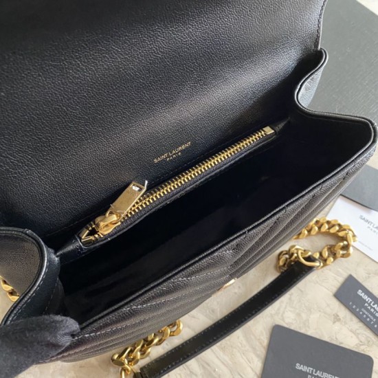Replica YSL Saint Laurent Borsa a tracolla media con busta Kate Chain Mix Matelasse Black Gold