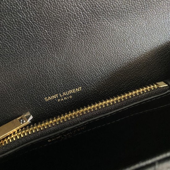 Replica YSL Saint Laurent Borsa a tracolla media con busta Kate Chain Mix Matelasse Black Gold