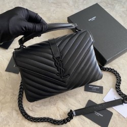 Replica YSL Saint Laurent Borsa a tracolla media con busta Kate Chain Mix Matelasse Nero
