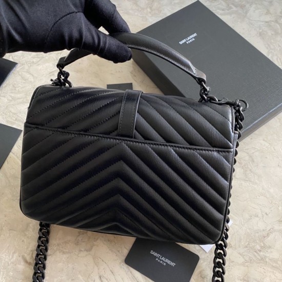 Replica YSL Saint Laurent Borsa a tracolla media con busta Kate Chain Mix Matelasse Nero