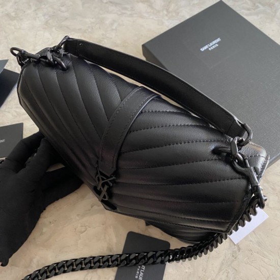 Replica YSL Saint Laurent Borsa a tracolla media con busta Kate Chain Mix Matelasse Nero