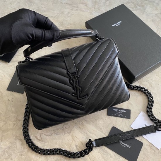 Replica YSL Saint Laurent Borsa a tracolla media con busta Kate Chain Mix Matelasse Nero
