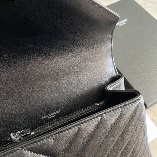 Replica YSL Saint Laurent Borsa a tracolla media con busta Kate Chain Mix Matelasse Nero