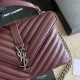 Replica YSL Saint Laurent Borsa a tracolla media con busta Kate Chain Mix Matelasse Maroon