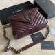 Replica YSL Saint Laurent Borsa a tracolla media con busta Kate Chain Mix Matelasse Maroon
