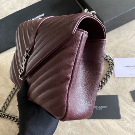 Replica YSL Saint Laurent Borsa a tracolla media con busta Kate Chain Mix Matelasse Maroon