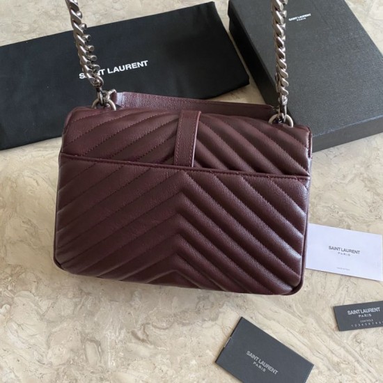 Replica YSL Saint Laurent Borsa a tracolla media con busta Kate Chain Mix Matelasse Maroon