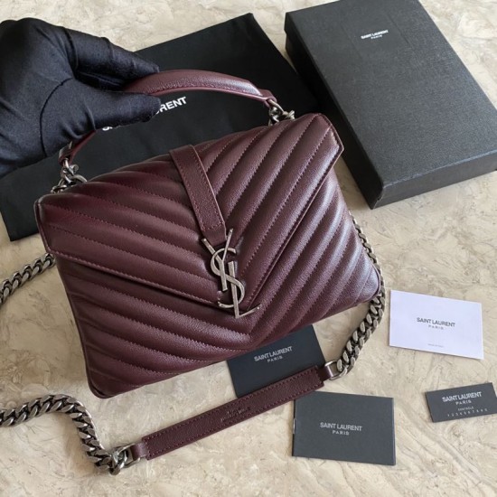 Replica YSL Saint Laurent Borsa a tracolla media con busta Kate Chain Mix Matelasse Maroon