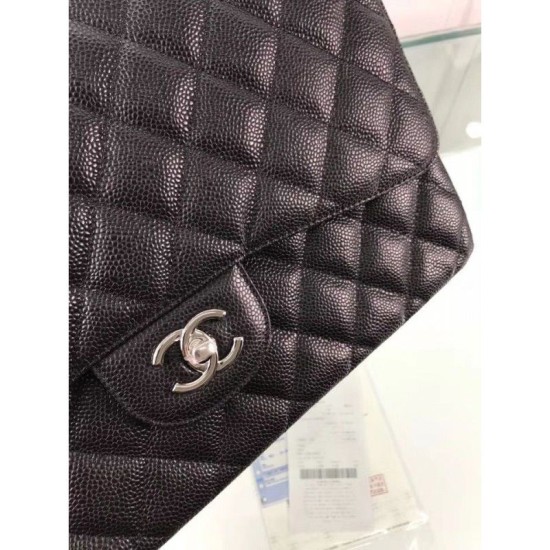 Replica Classic Jumbo Maxi Flap Borse A58601 Pelle di caviale nera
