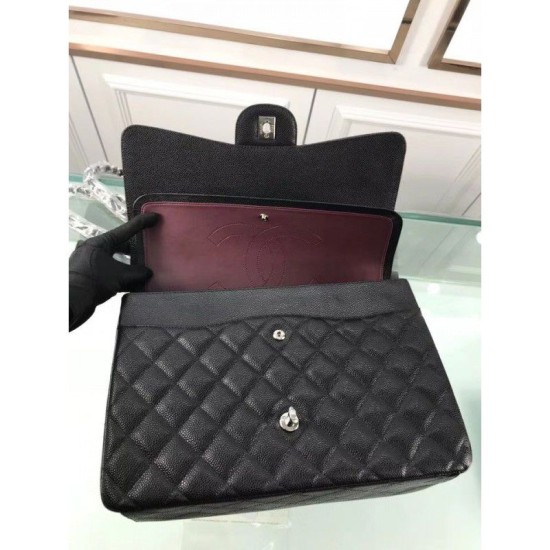Replica Classic Jumbo Maxi Flap Borse A58601 Pelle di caviale nera