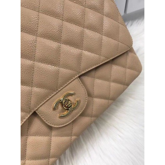 Replica Classic Jumbo Maxi Flap Borse A58601 in pelle caviale Albicocca