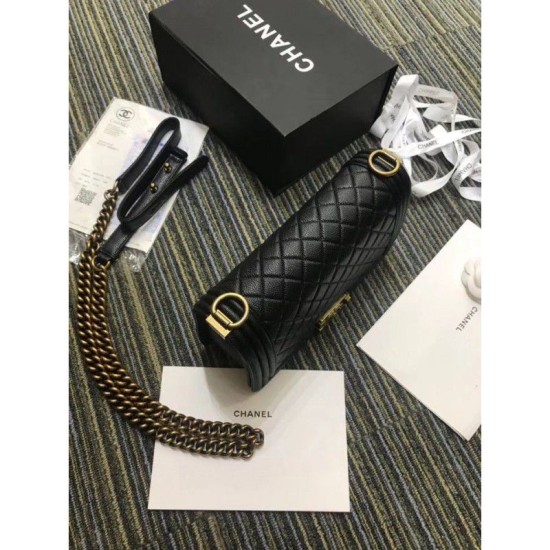 Replica Boy Flap Borse in vitello stampato A67086 Black Bronze Hardware