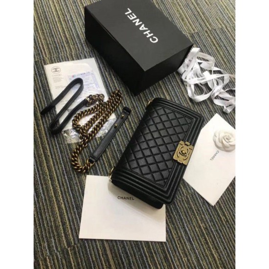 Replica Boy Flap Borse in vitello stampato A67086 Black Bronze Hardware
